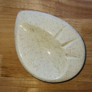 Vintage Mid Century Atomic Ashtray Speckled Ceramic Teardrop Shape EUC